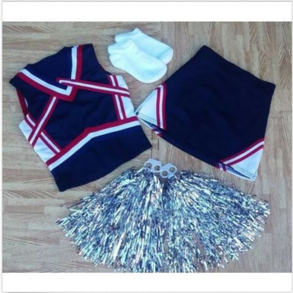 Other - GIRL'S CHEERLEADER UNIFORM TOP SKIRT SOCKS POMS